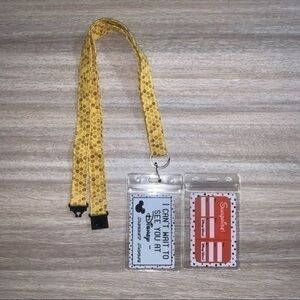 Bee honeycomb lanyard w/card key holder + disney surprise card new